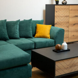Abakus Direct Jumbo Grid Forest Green Left Facing Corner Sofa Plush Comfort With Deeply Padded Cushions - thumbnail 2