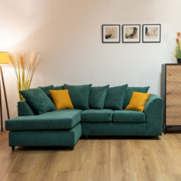 Abakus Direct Jumbo Grid Forest Green Left Facing Corner Sofa Plush Comfort With Deeply Padded Cushions