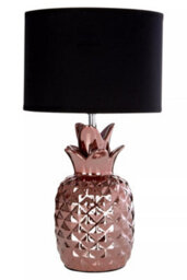 Orsina Pineapple Table Lamp, Copper-Toned Ceramic Base With Textured Pineapple Design, Cream Fabric Shade For Warm