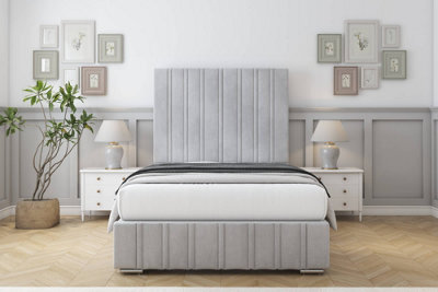 "Sloomy Langston Silver Naples Bed Frame With Mattress With 50"" Upholstered Headboard 6' Super King" - image 1