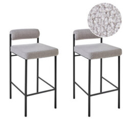Beliani Set Of 2 Bar Chairs Amaya Boucle Grey - thumbnail 1