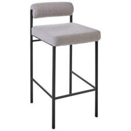 Beliani Set Of 2 Bar Chairs Amaya Boucle Grey - thumbnail 5