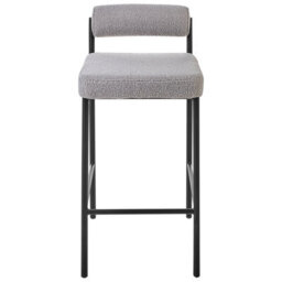Beliani Set Of 2 Bar Chairs Amaya Boucle Grey - thumbnail 6