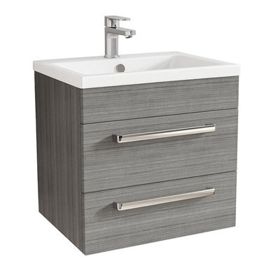 Plum&clay Novela Grey Wood Wall Hung Vanity Unit With Ceramic Basin (W)515mm - image 1