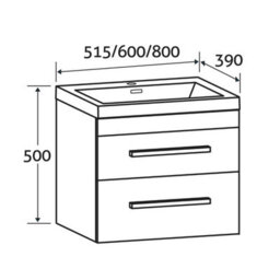 Plum&clay Novela Grey Wood Wall Hung Vanity Unit With Ceramic Basin (W)515mm - thumbnail 2