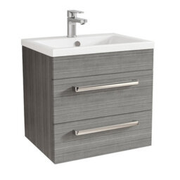 Plum&clay Novela Grey Wood Wall Hung Vanity Unit With Ceramic Basin (W)515mm - thumbnail 1