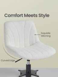 Vasagle Dressing Table Chair, Height-Adjustable Swivel Stool With Backrest, White - thumbnail 8