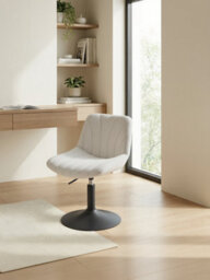 Vasagle Dressing Table Chair, Height-Adjustable Swivel Stool With Backrest, White