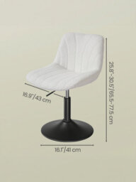 Vasagle Dressing Table Chair, Height-Adjustable Swivel Stool With Backrest, White - thumbnail 5