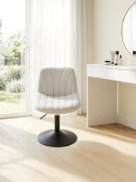 Vasagle Dressing Table Chair, Height-Adjustable Swivel Stool With Backrest, White - thumbnail 6