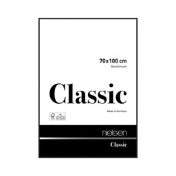 Nielsen Classic Polished Black Aluminium Picture Frame 70X100Cm - With Float Glass And Push/turn Clips
