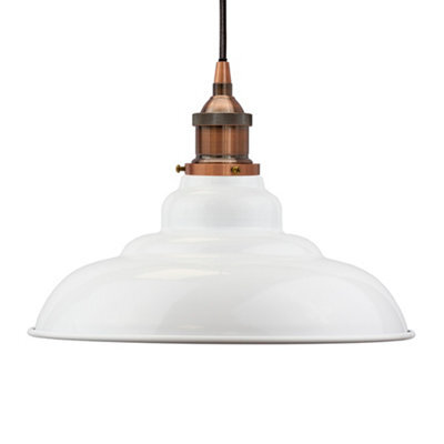 White St Edmund's Painted Dome Pendant Light With Antique Copper Lamp Holder And Black Round Cable - Se Home - image 1