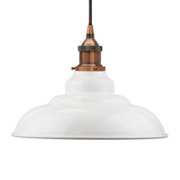 White St Edmund's Painted Dome Pendant Light With Antique Copper Lamp Holder And Black Round Cable - Se Home - thumbnail 1