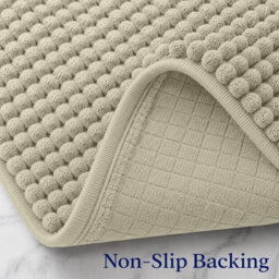 Aspire Homeware Quick Dry Chenille Bathmat Soft Water Absorbent Shower Mat Non-Slip Floor Mat, Cream (L)80Cm X (W)50Cm - thumbnail 3