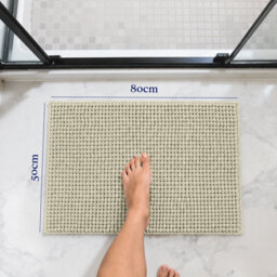 Aspire Homeware Quick Dry Chenille Bathmat Soft Water Absorbent Shower Mat Non-Slip Floor Mat, Cream (L)80Cm X (W)50Cm - thumbnail 6