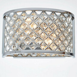Crystal Cage Wall Light Chrome Glass Shade Modern Twin Bulb Lounge Lamp Fitting - thumbnail 3