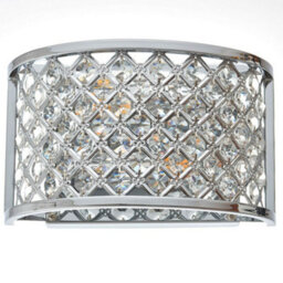 Crystal Cage Wall Light Chrome Glass Shade Modern Twin Bulb Lounge Lamp Fitting - thumbnail 1