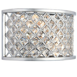 Crystal Cage Wall Light Chrome Glass Shade Modern Twin Bulb Lounge Lamp Fitting - thumbnail 4