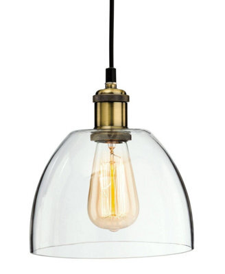 Luminosa Lighting Luminosa Empire 1 Light Ceiling Pendant Antique Brass, Clear Glass, E27