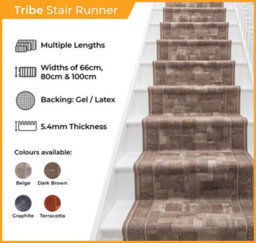 Tribe Stair Runner - Hardwearing, Non-Slip & Durable Carpet For Stairs & Staircases, Multiple Lengths - thumbnail 2