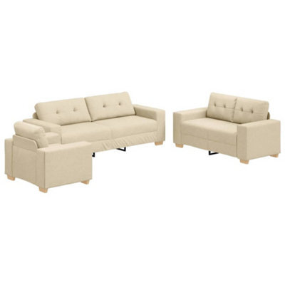 Vidaxl Sofa Set With Cushion With Pillow Cream Fabric - image 1