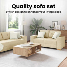 Vidaxl Sofa Set With Cushion With Pillow Cream Fabric - thumbnail 9