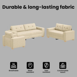 Vidaxl Sofa Set With Cushion With Pillow Cream Fabric - thumbnail 7