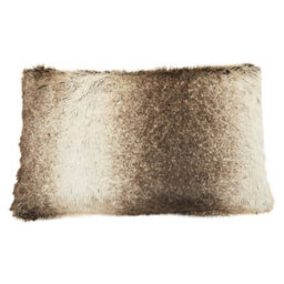 Orsina Lamina Mocha Ombre Rectangular Faux Fur Cushion, Luxe Feather-Filled Throw Pillow With Faux-Suede Reverse - thumbnail 2