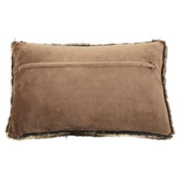 Orsina Lamina Mocha Ombre Rectangular Faux Fur Cushion, Luxe Feather-Filled Throw Pillow With Faux-Suede Reverse - thumbnail 3