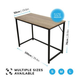 House Of Home Rustic Light Brown Computer Desk Top With Black Metal Frame Pc Laptop Home Office Work Desk 100Cm - thumbnail 2