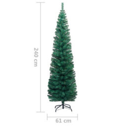 Berkfield Slim Artificial Christmas Tree With Stand Green 240 Cm Pvc - thumbnail 6