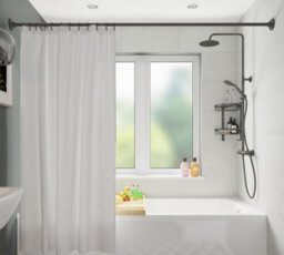 Croydex Plain White Textile Shower Curtain - Af159022 - thumbnail 2