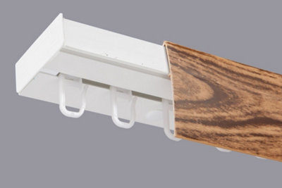 Single Curtain Ceiling Rail Track Pcv 180 Cm (L) Hooks + Oak Cover