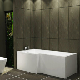 Royal Bathrooms Qubix 1600 X 850mm Acrylic Left Hand L-Shaped Shower Gloss White Bathtub With Front & End Panel - thumbnail 4