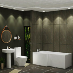 Royal Bathrooms Qubix 1600 X 850mm Acrylic Left Hand L-Shaped Shower Gloss White Bathtub With Front & End Panel - thumbnail 3