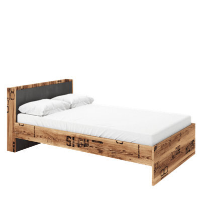 Arte Durable Fargo Bed Frame With Wooden Storage Drawer In Raw Steel & Canyon Alpine Spruce (W960mm X H860mm X D2180mm) - image 1