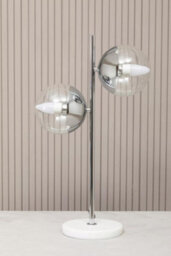 Orsina Versatile Chrome Finish Two Shade Table Lamp, Minimalist Design Bedside Lamp, Handcrafted Lamp On A Table - thumbnail 3