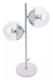 Orsina Versatile Chrome Finish Two Shade Table Lamp, Minimalist Design Bedside Lamp, Handcrafted Lamp On A Table - thumbnail 2
