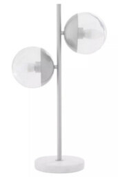 Orsina Versatile Chrome Finish Two Shade Table Lamp, Minimalist Design Bedside Lamp, Handcrafted Lamp On A Table - thumbnail 1
