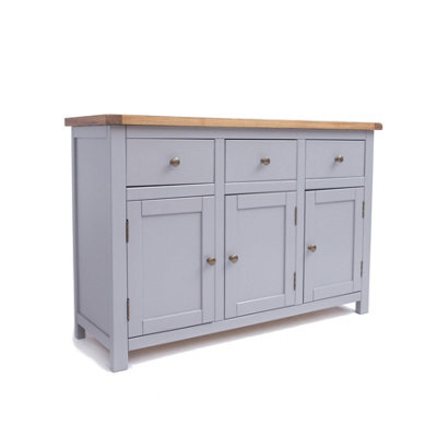 Cabinet Bits Mirano Grey 3 Drawer 3 Door Sideboard Brass Knob - image 1