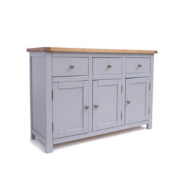 Cabinet Bits Mirano Grey 3 Drawer 3 Door Sideboard Brass Knob - thumbnail 1