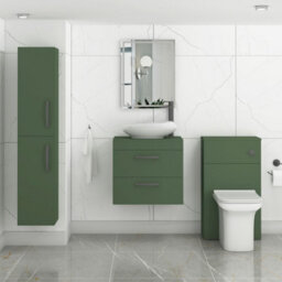Royal Bathrooms Turin 600mm Wall Mounted Bathroom Vanity Unit With Sink 2 Drawer Matt Green & Nova Countertop Basin - thumbnail 3