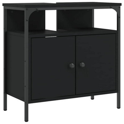 Berkfield Sturdy Bathroom Sink Cabinet Black 60X30X60 Cm Engineered Wood