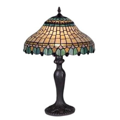 "Belofay Stained Glass Handmade Peacock Tiffany Vintage Bedside Table Lamps For Living Room 12"" Wide, 18"" Height" - image 1