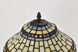 "Belofay Stained Glass Handmade Peacock Tiffany Vintage Bedside Table Lamps For Living Room 12"" Wide, 18"" Height" - thumbnail 3