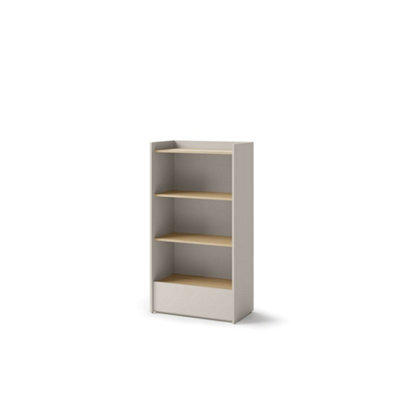 Arte Compact Cashmere & Oak Bookcase H1320mm W700mm D420mm - Modern Design With 3 Shelves & Drawer - image 1