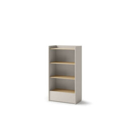 Arte Compact Cashmere & Oak Bookcase H1320mm W700mm D420mm - Modern Design With 3 Shelves & Drawer - thumbnail 1