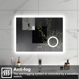 Sline 800X600mm Bluetooth Led Bathroom Mirror With 3-Colour Modes Demister Pad Digital Clock Magnifying Glass - thumbnail 3