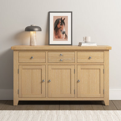 Seconique Windsor 3 Door 3 Drawer Sideboard Natural Oak Fully Assembled - image 1