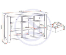 Seconique Windsor 3 Door 3 Drawer Sideboard Natural Oak Fully Assembled - thumbnail 5
